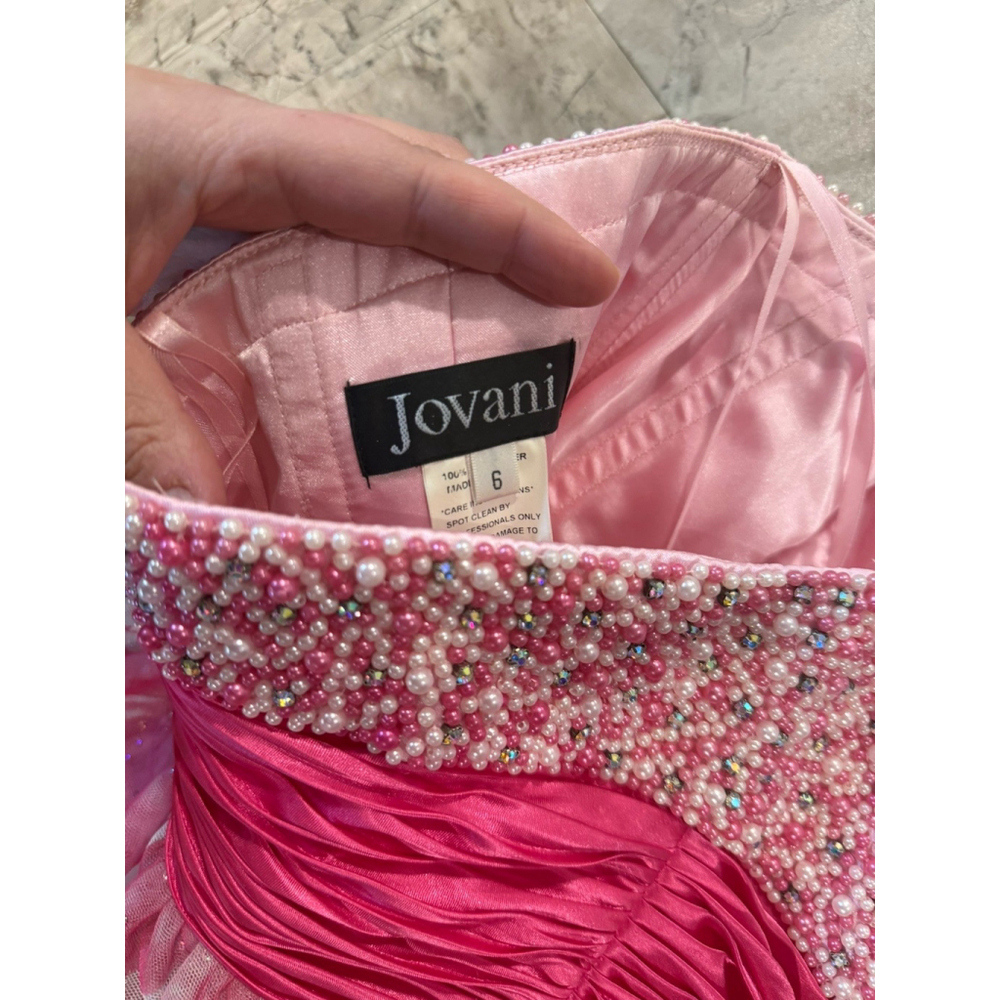 Jovani Pink Strapless Sequin Butterfly Prom Cocktail Short Dress Size 6 - Picture 6 of 6